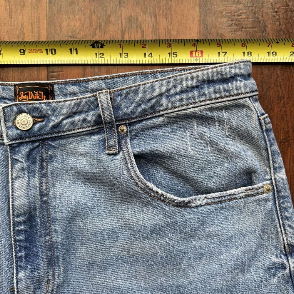 Von Dutch Super Wide Leg Jeans Y2K Baggy Women’s 31 -Fits 36” Waist Embroidered - Picture 4 of 16